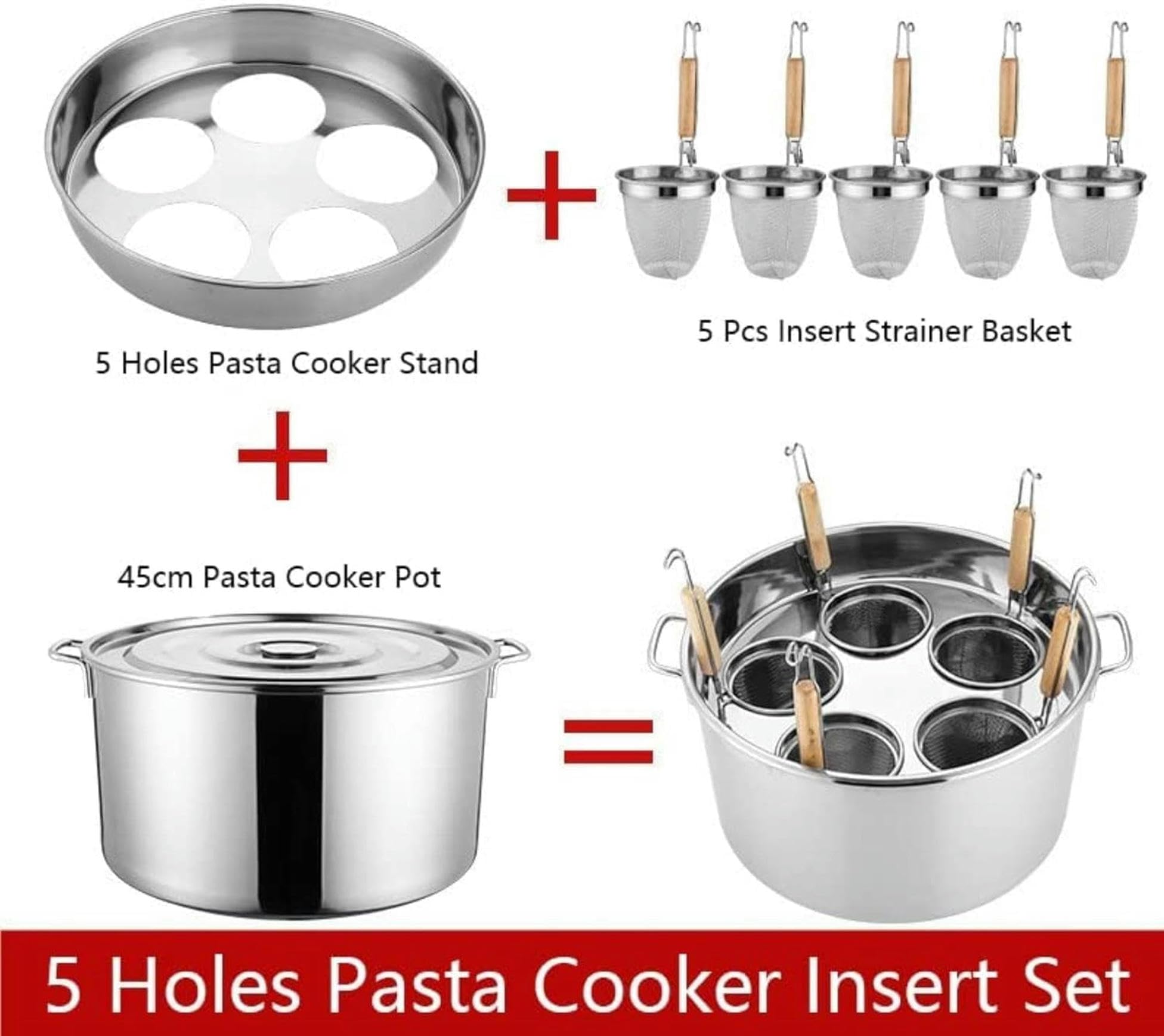 Pentole per la Pasta Pentola per la Pasta Cuocipasta in Acciaio Inox, Set per la Cottura della Pasta con cestello scolapasta, Pentola per la Cucina di casa Pentola per la Cottura a