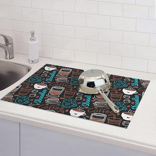 Tapete de secado de platos de copo de nieve de Navidad, tapetes reversibles de microfibra absorbente para encimera de cocina, 18 x 24 pulgadas