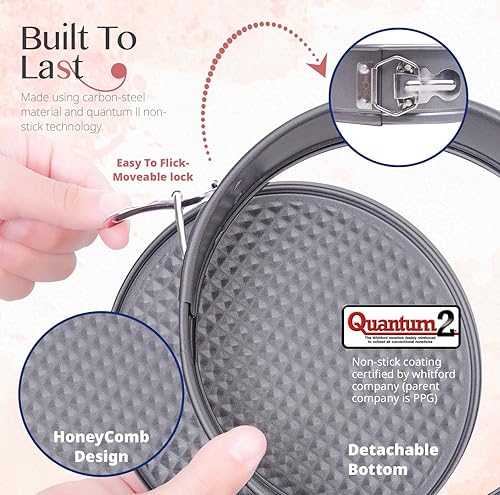 Miniatura 2 de Moldes de resorte antiadherentes de 7 pulgadas  Único molde redondo a prueba de fugas extraíble con cresta  Molde para pasteles de 7 pulgadas para