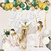 Vista 5 de BLOOMIWIN - Decoraciones para despedida de soltera, kit de globos verdes y dorados, kit de decoración de despedida de soltera de salvia, accesorios