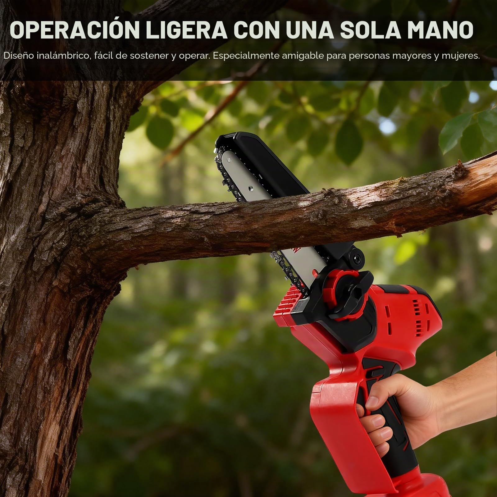Mini motosierra de 8 pulgadas y 6 pulgadas, batería de motosierra compatible con Milwaukee de 18 V, batería con lubricador automático y cerradura de seguridad para tijeras de podar, tijeras de podar
