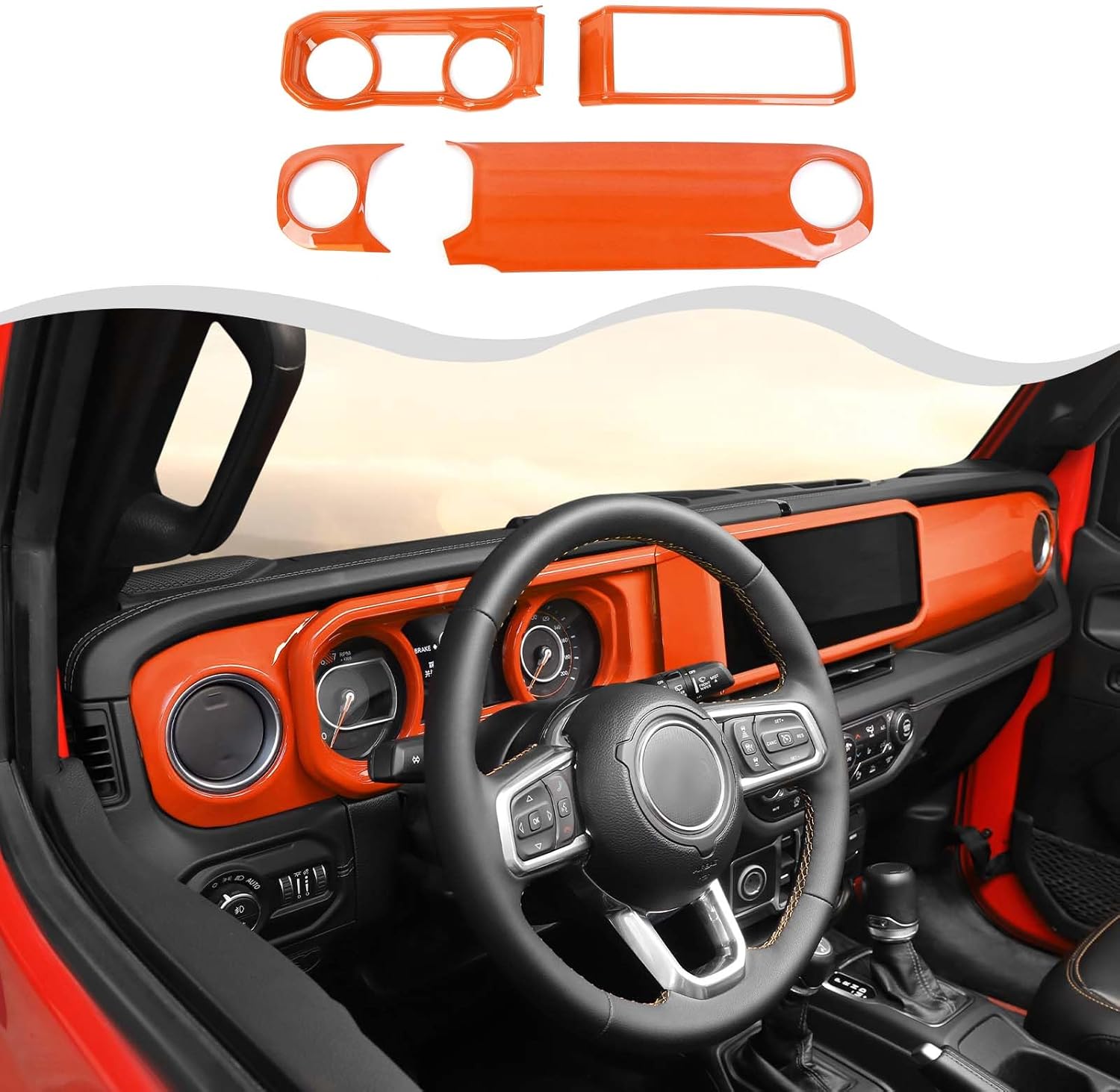 Center Console Panel Cover/Dash Dashboard Panel Navigation GPS Screen Panel Cover Trim Decoration Accessory Fit for Jeep Wrangler JL Gladiator JT 2024+ Interior Accessory ABS (Black)