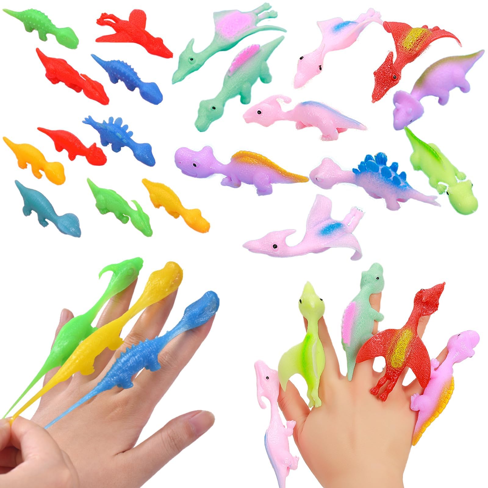 DKDDSSS 20 PCS Juguetes de Dinosaurios, Tirachinas Dinosaurios Juguetes Elásticos, Muy adecuados para Juegos y Fiestas de Vuelo