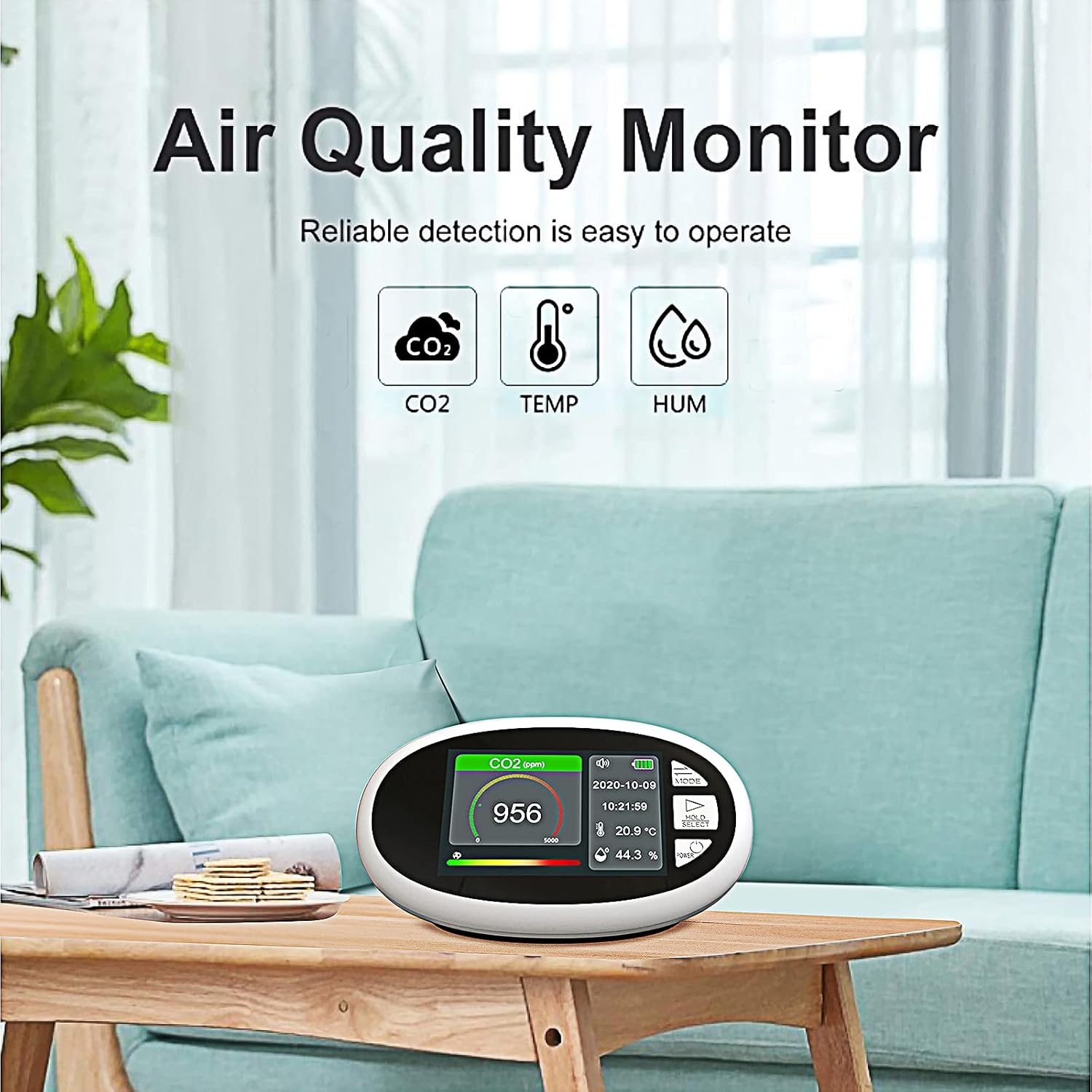 Pm2.5/TVOC Ozone Meter Air Quality Monitor CO3 Digital Temperature