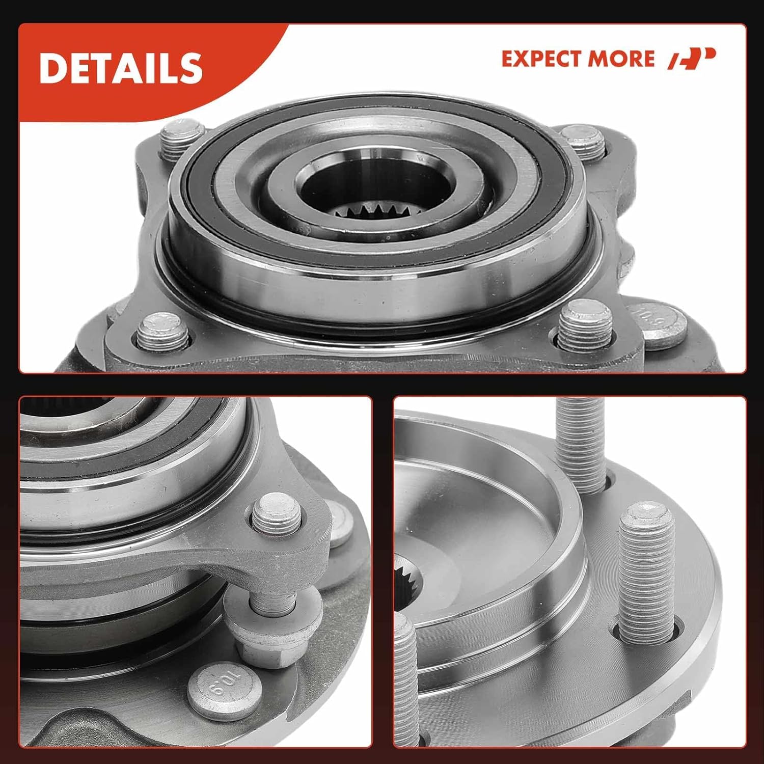 A-Premium Front Wheel Bearing and Hub Assembly Compatible with Toyota Tacoma 2005-2021, 4Runner 2003-2021, FJ Cruiser 2007-2014, Lexus GX460 2010-2021, GX470 2003-2009, with 6-Lug & 4WD