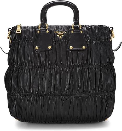 Pre-loved Black Nappa Gaufre Convertible Handbag, Black