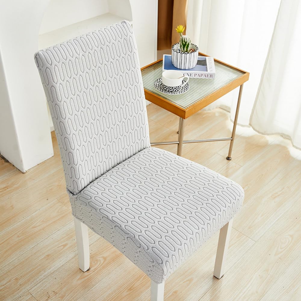 Funda de asiento de jacquard PIZZZENO gris claro elástica para sillas de comedor