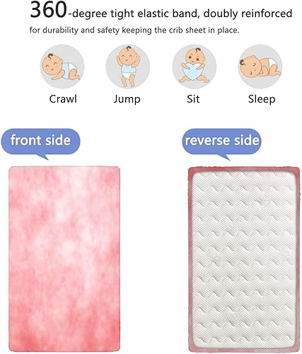 Miniatura 5 de Sábanas bajeras ajustables para cuna pequeña con temática coral, material ultra suave, sábana para colchón de cuna o sábana para cama de niño