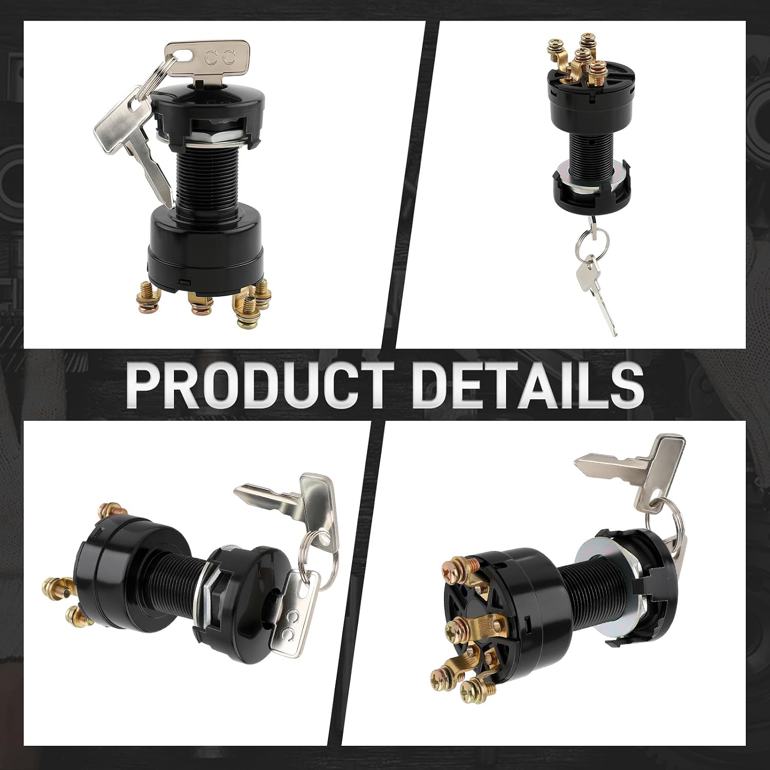 Ignition Key Switch 12 Volts Starter Switch for Club Car DS 1996-up Gas Golf Cart, Turf Carryall I and II, XRT and Precedent, Replace 101826301, 1012505, On/Off Style
