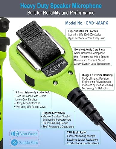 Miniatura 9 de commountain Micrófono de altavoz compatible con radios Motorola APX-6000 XPR-7550e APX-8000 (7000 4000) XPR-7350e (7580e 7380e 7550 7350) APX6000