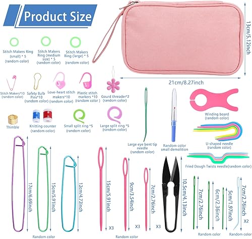 Miniatura 2 de IMZAY Juego de 120 ganchos de ganchillo para principiantes, kit completo de ganchillo con estuche, aguja de tejer ergonómica, marcadores de puntada,