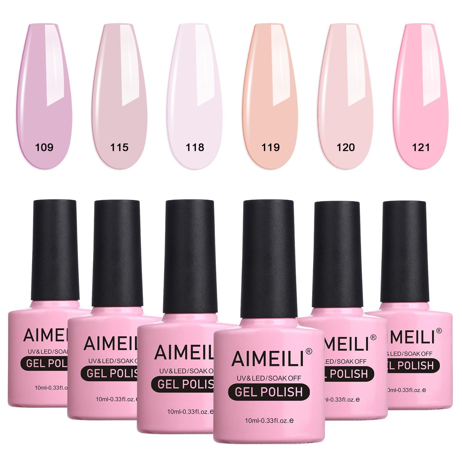 AIMEILI Valentine's Day Gel Nail Polish Set, Soak Off Nude Pink Gel Nail Polish Color Set Of 6pcs X 10ml - Kit Set 31
