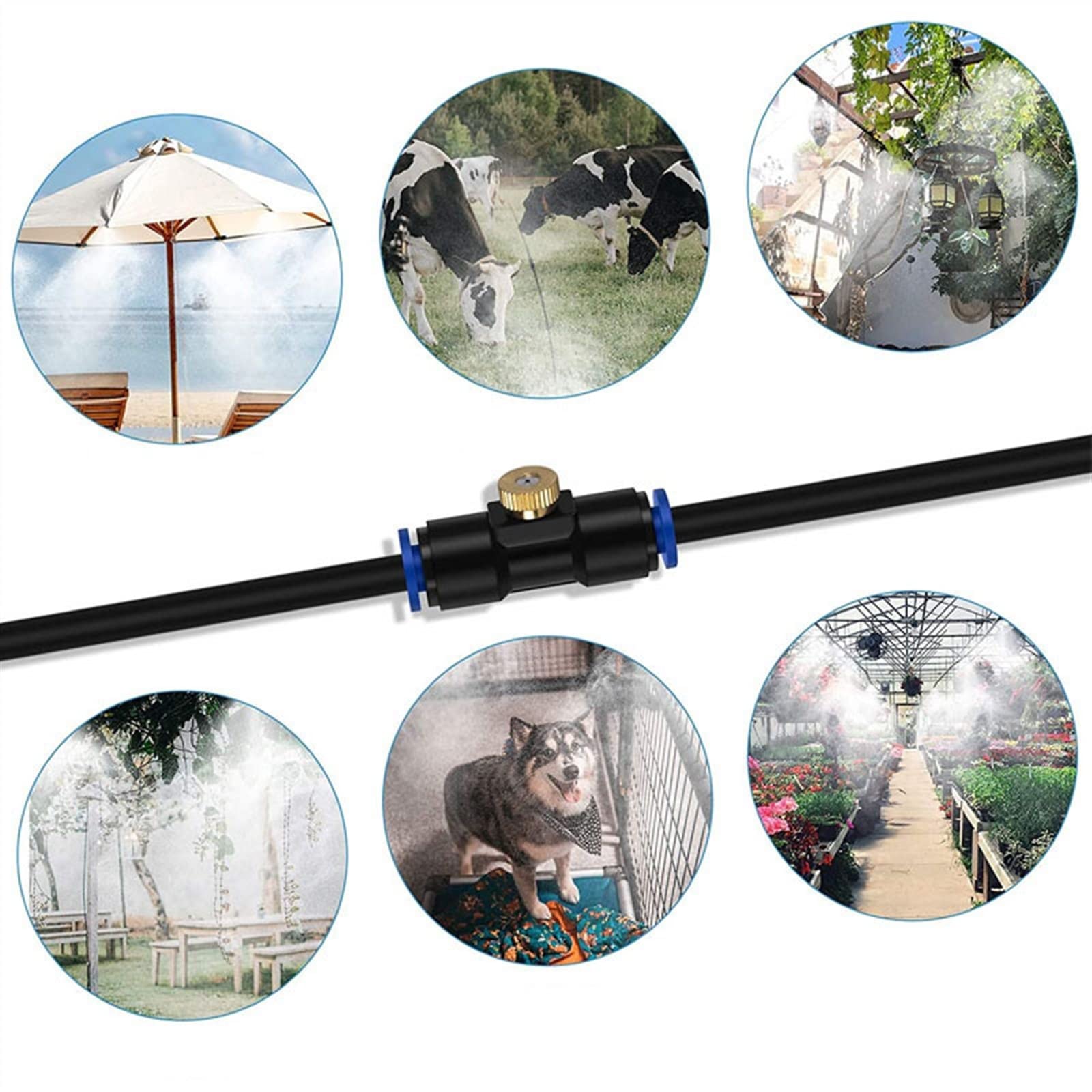 LKYJD Outdoor Mister System for Outside Patio, Misting Cooling System, Water Mist Hose for Backyard, Garden, Greenhouse, Umbrella, Deck, Canopy, Pool, Porch(20FT(6.1m))
