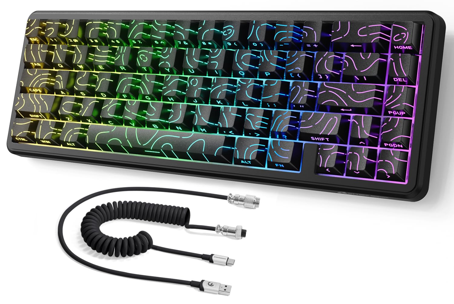 MAMBASNAKE Attack Shark X65 HE Teclado de Gatillo Rápido, Precisión RT de 0,01mm, 8 KHz, Interruptor Magnético del 60% con Cable de 8KHz, Accionamiento Ajustable, SnapTap, para PC/Mac, Contorno Negro