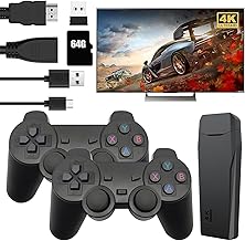 Wireless Retro Game Console,4K HDMI Nostalgia Stick Game,Plug & Play Video TV Game Stick Built in 15000+ Games(64G) 9 Emulators,Dual 2.4G Wireless Controllers