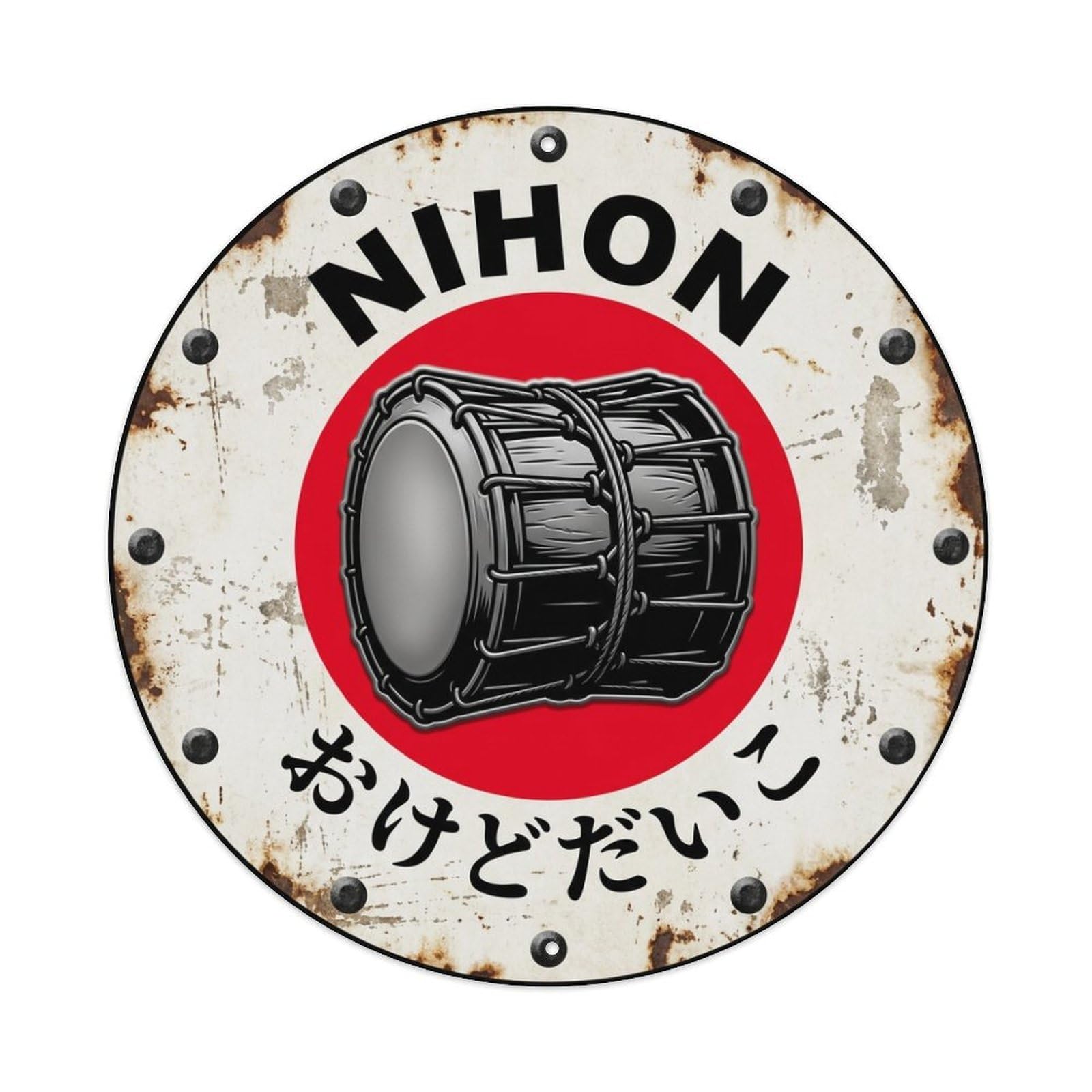 Galvaxio Style Okedo Drum Nihon Bucket Historic Metal Tin Sign