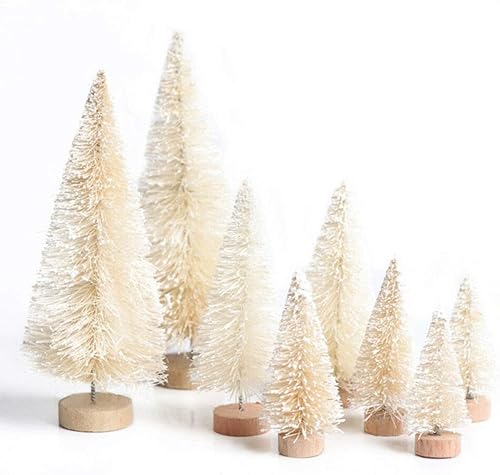 Miniatura 3 de 8 piezas de árbol de Navidad artificial, árbol de Navidad ligero en miniatura de pino nevado, adornos de Navidad para el hogar, mesa, escritorio,