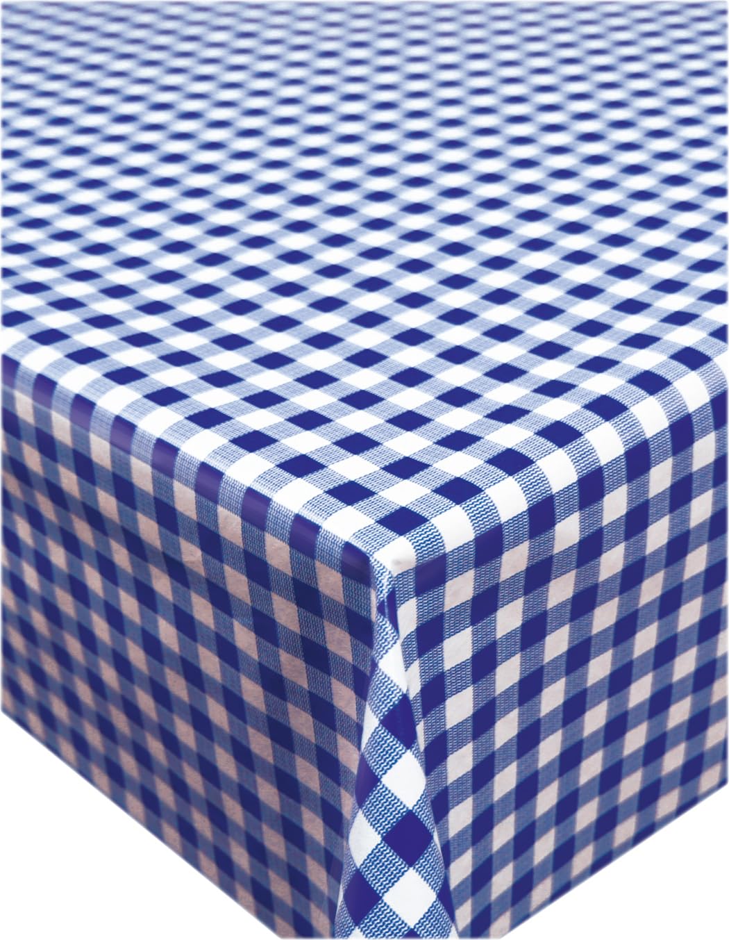 texpot Oilcloth 180 x 140 cm Blue Checked Country House Washable Tablecloth