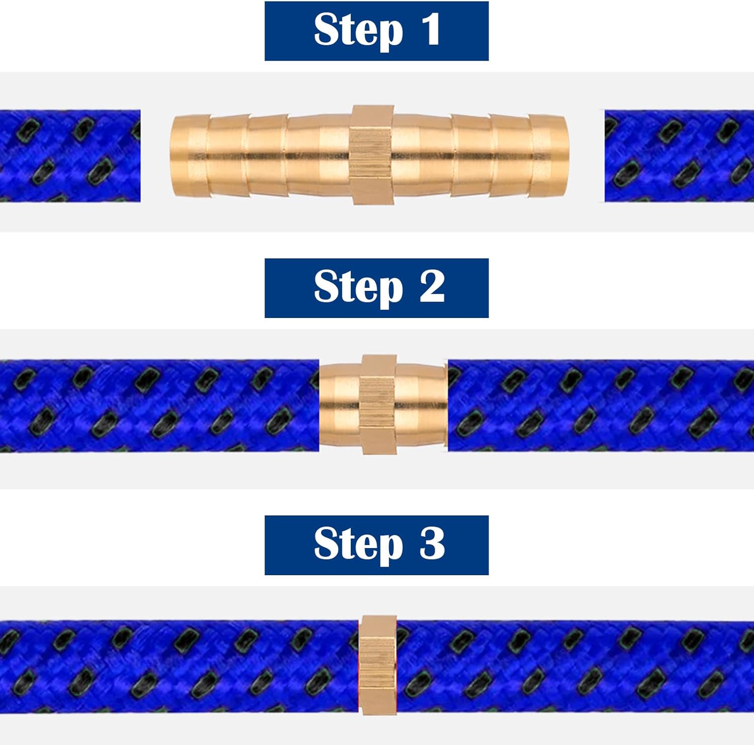 12Pcs Brass Hose Barb Fitting, 1/4 Inch Metals Splicer Mender, Barb Hose Union Tube Connector for Air Water Oil Gas Fuel(Golden)