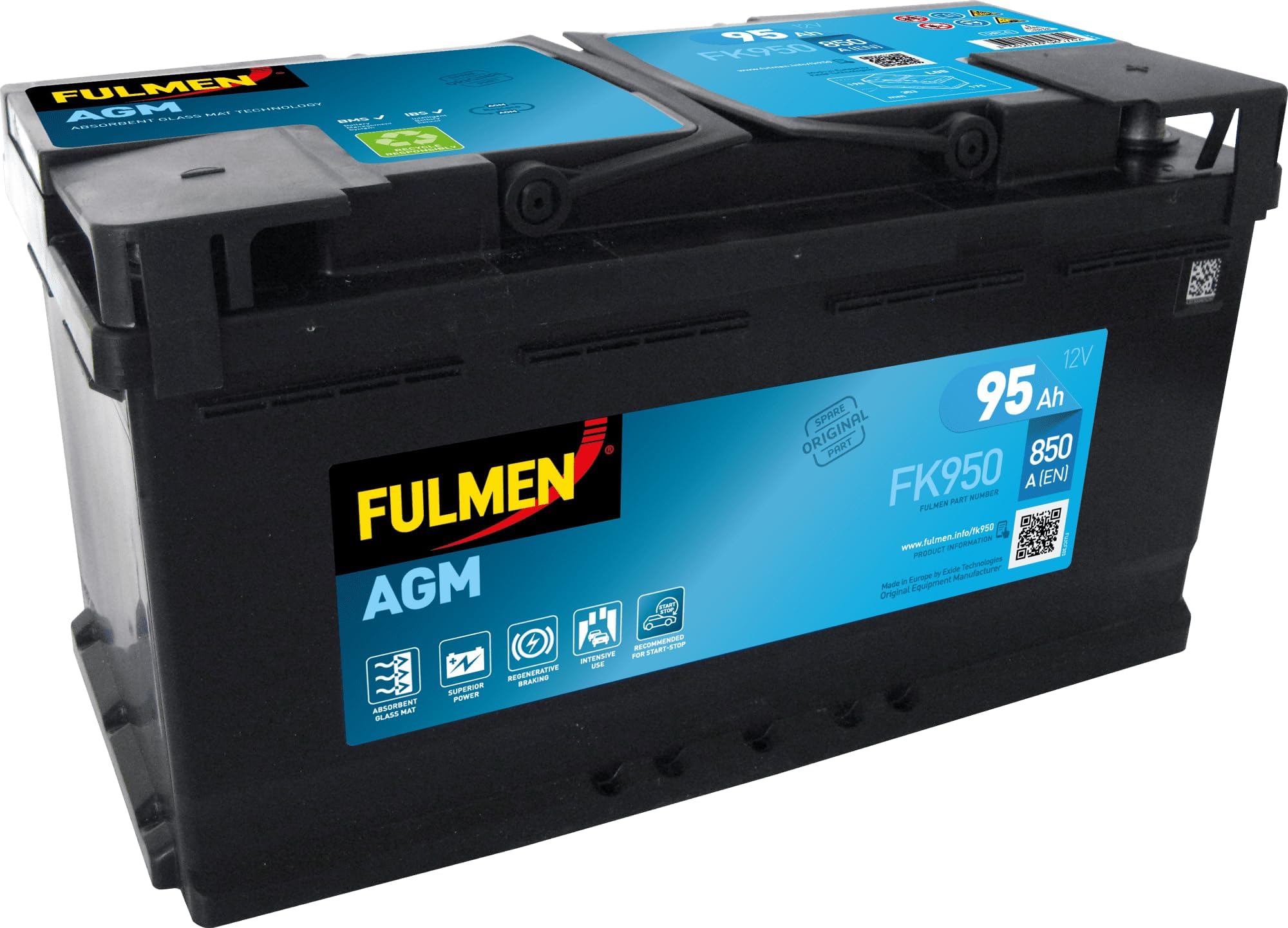 Fulmen FB620 - Batterie De Démarrage Voiture Avec Technologie 3DX Grid Pour Performance Optimale