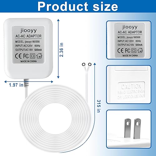 Miniatura 9 de Cable de extensión 18V500mA para timbre de video transformador, AC110-120V a AC18V, adaptador de corriente para timbre de puerta, compatible con