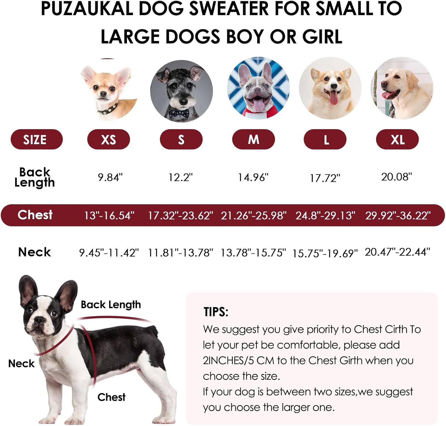 Dog Sweater,Adjustable Dog Sweaters for Small, Medium and Large Dogs Boys Girls, Dachshund Chihuahua Fleece Dogs Sweater (Burgundy,XS)