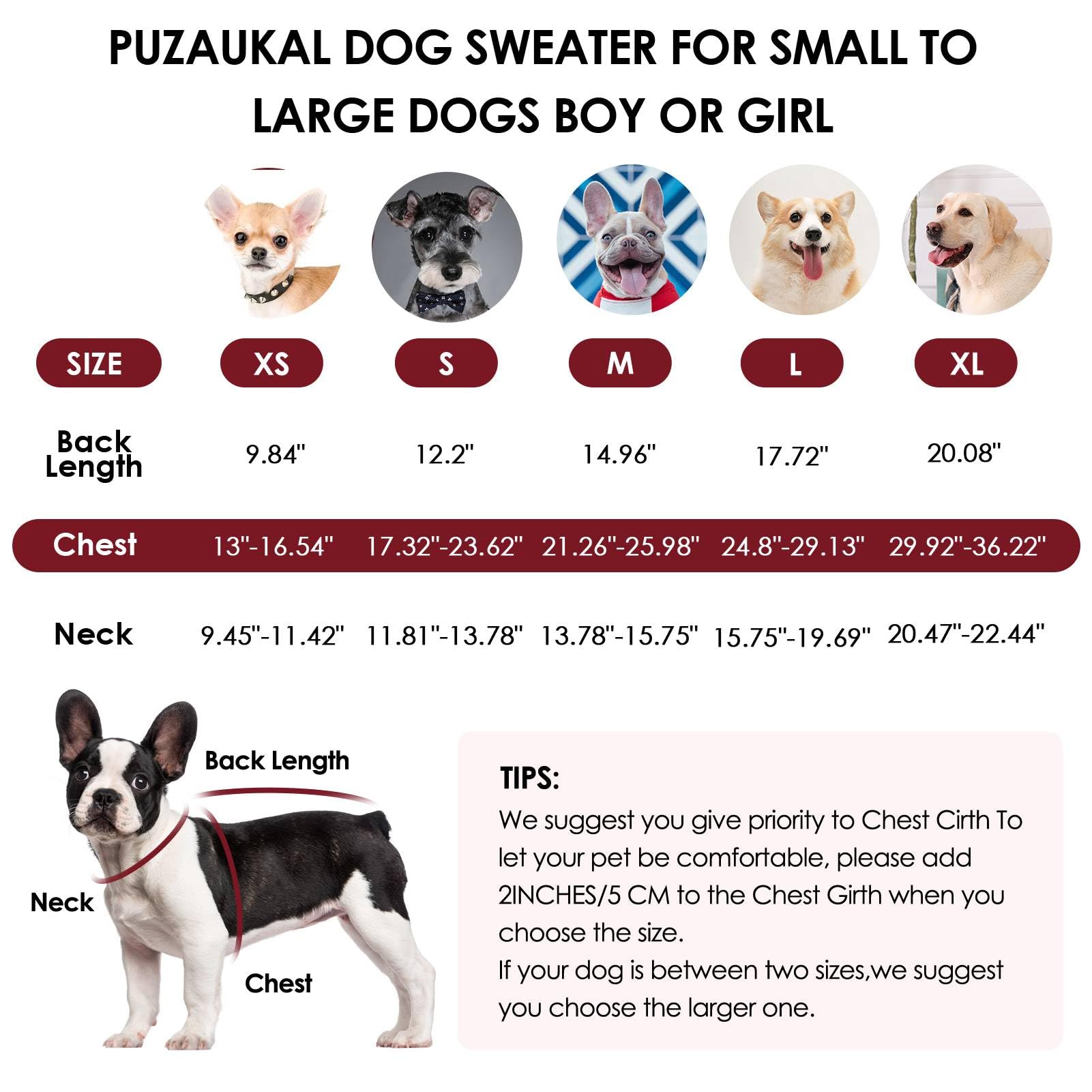 PUZAUKAL Maglione per Cani Piccola Maglioni Morbidi in Pile per Gilet per Cani con Imbracatura Maglione Cane Caldo per Cane di Taglia Media Grande (Bordeaux,XS)