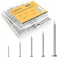 COMFRTX 330Pcs Picture Hanging Nails Kit - 5 Sizes up to 2" Galvanized Concrete Masonry Nails for Wood Drywall Brick Cement Walls