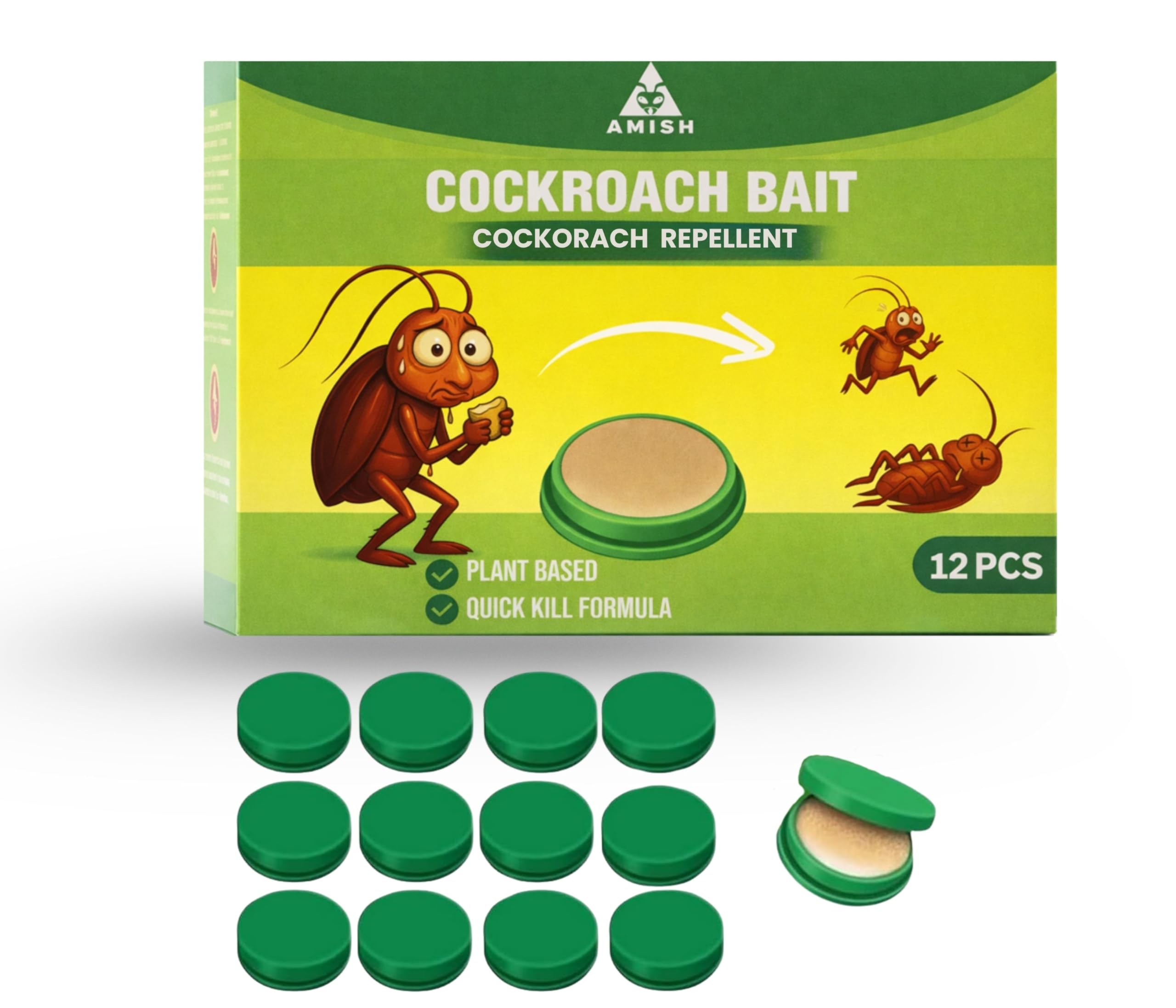 Amish Cockroach Gel Pack of 12 Powerful Herbal Anti Roach Bait | Targets Red Cockroaches at Source | Long-Lasting Kitchen & Household Control-picture-32