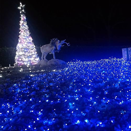 Miniatura 6 de Twinkle Star Guirnalda de luces de Navidad que funcionan con pilas, 100 luces LED impermeables de alambre plateado, control remoto y 8 modos, para