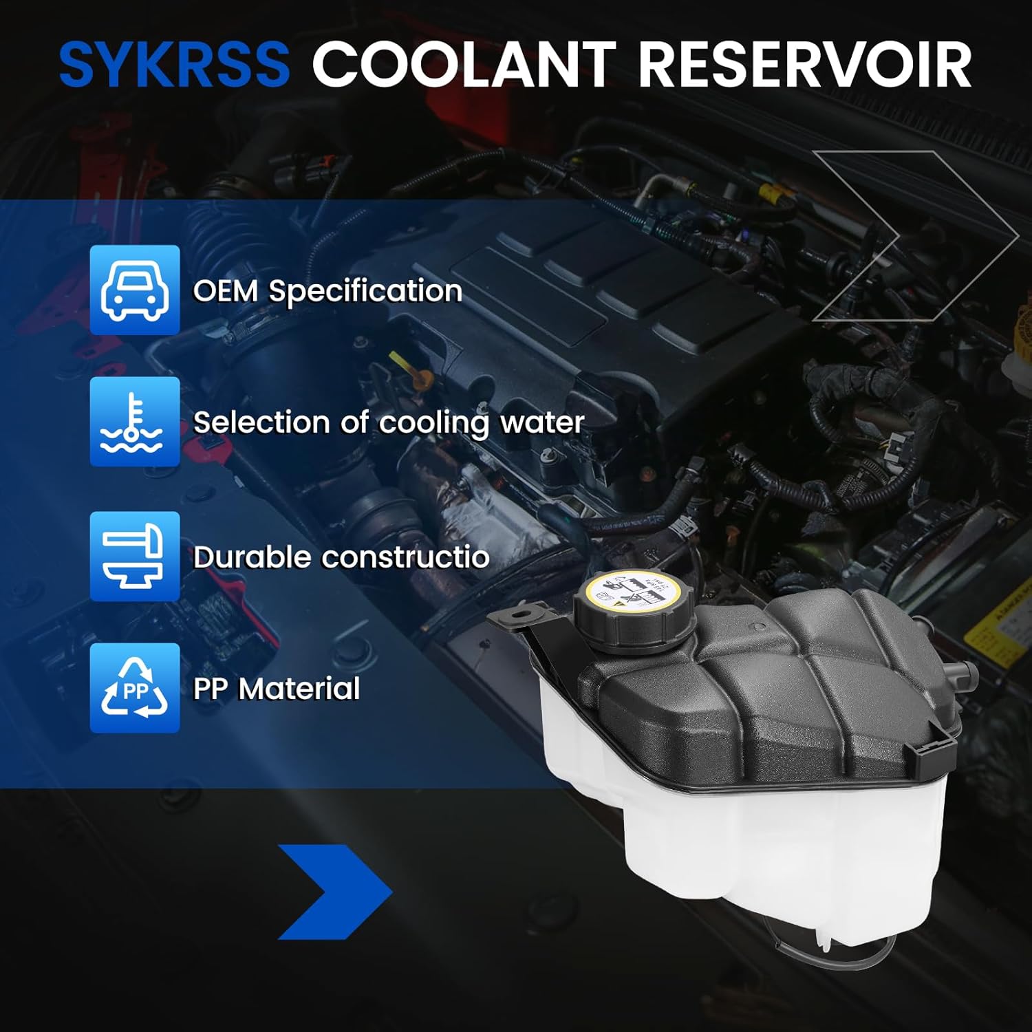 Engine Coolant Reservoir Tank LR024296 Compatible with Land Rover LR2, Range Rover Evoque 2012-2015 & Volvo S60, S80, V60 Cross Country, XC60, XC70 2.0L Replace V95-0346 31200321 LR024296SK
