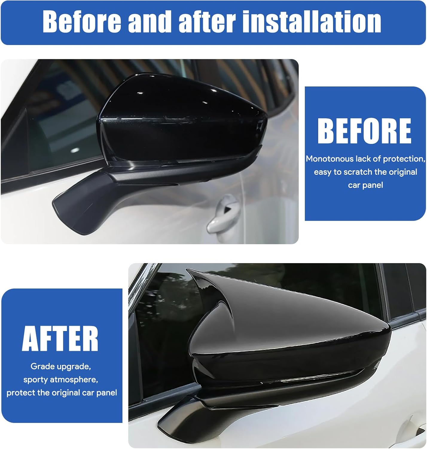 KUNGKIC For Mazda CX-50 2024 2023 Car Side Rearview Mirror Covers Outer Protect Decorate Cover Exterior Decoration Accessories ABS (Black)
