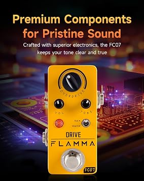 FLAMMA FC07 Overdrive Pedal with 9V 300mA Power Supply
