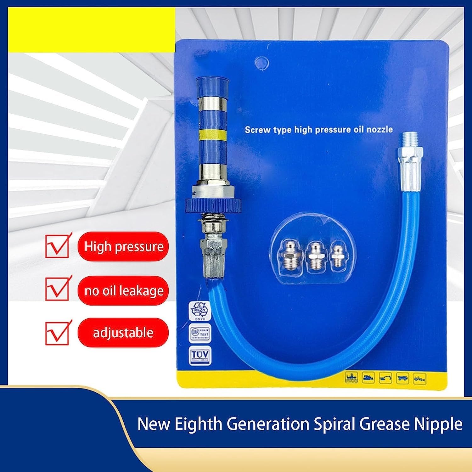 Lube Pro Plus Hochdruck-Fettkupplung, universelle Fettverschraubungsverlängerungen, Hochleistungs-Fettpressenkupplung, Schnellverschluss- und Freigabe-Fettpressen-Spitzenadapter (Color : 3pcs)