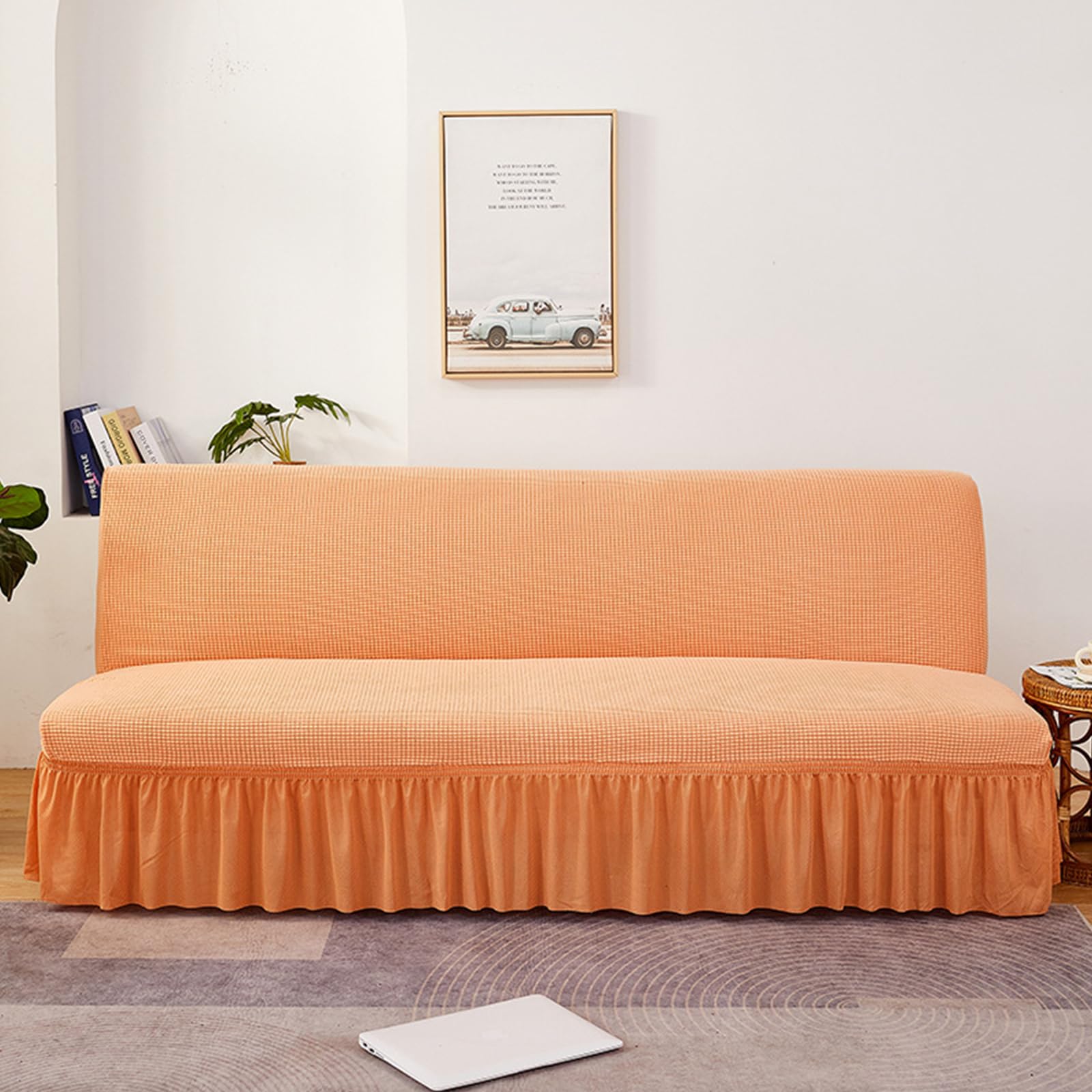 Housse de canapé extensible orange pour un salon chaleureux