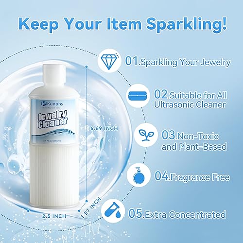 Miniatura 3 de kunphy - Limpiador ultrasónico de joyas 2024, soluciones profesionales de limpieza ultrasónica para uso en todas las máquinas limpiadoras