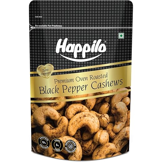 Happilo Salted Black Pepper Cashews 160g