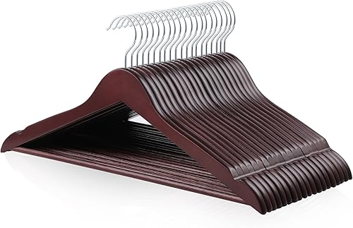 Amazon Basics Perchas de madera duraderas para trajes, color cereza, paquete de 20