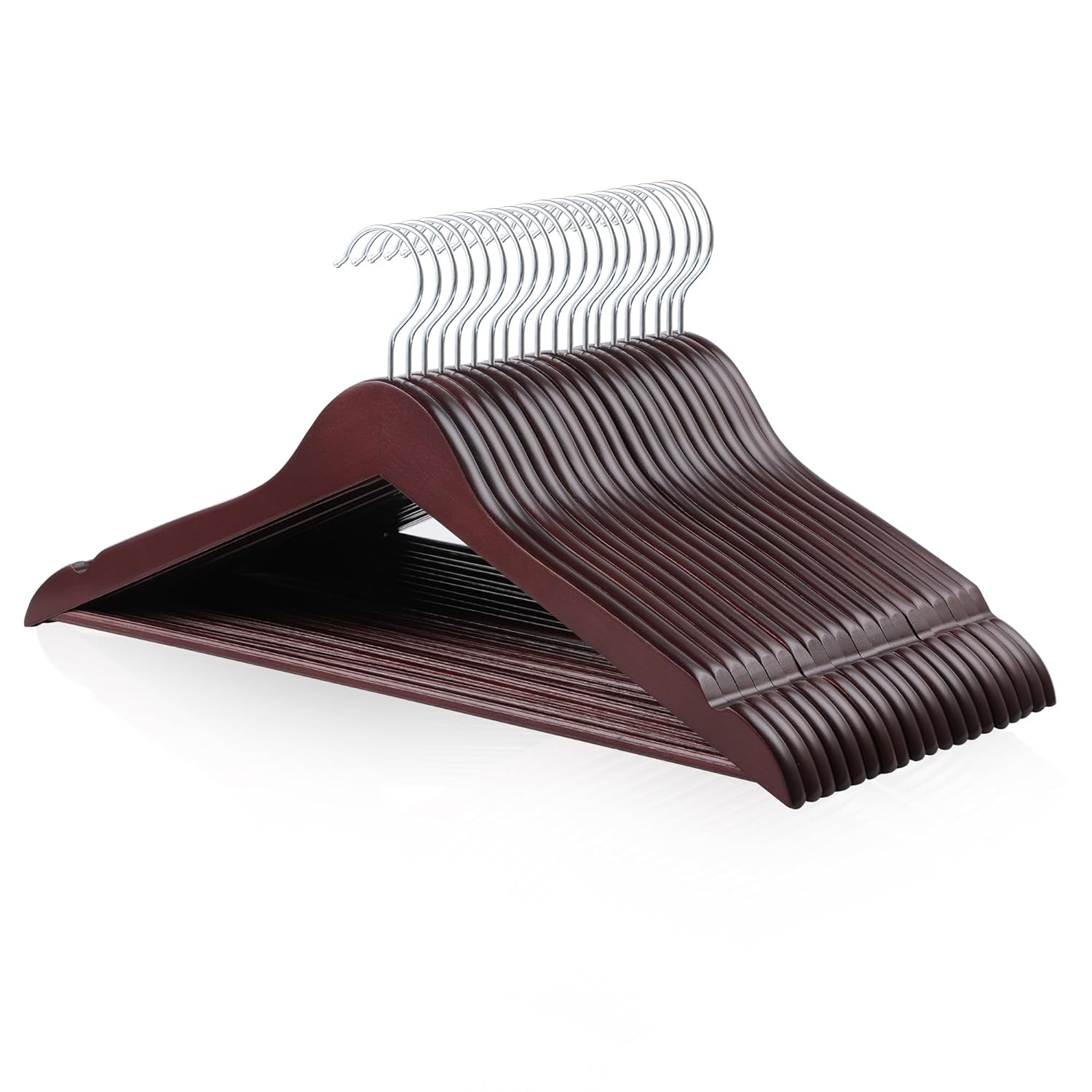 Amazon Basics Durable Wooden Suit Clothes Hangers - Cherry 20-Pack