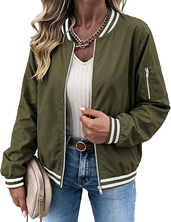  Women Bomber Jacket Casual Coats Spring Fall Clothes with Pockets