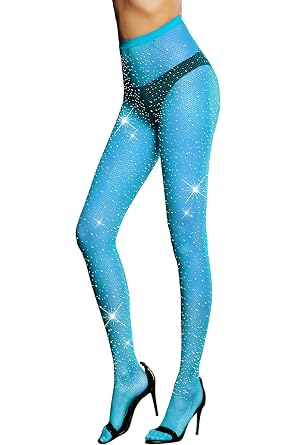 FANCAME Fishnet Stockings for Women Halloween Sparkly Tights Plus Size