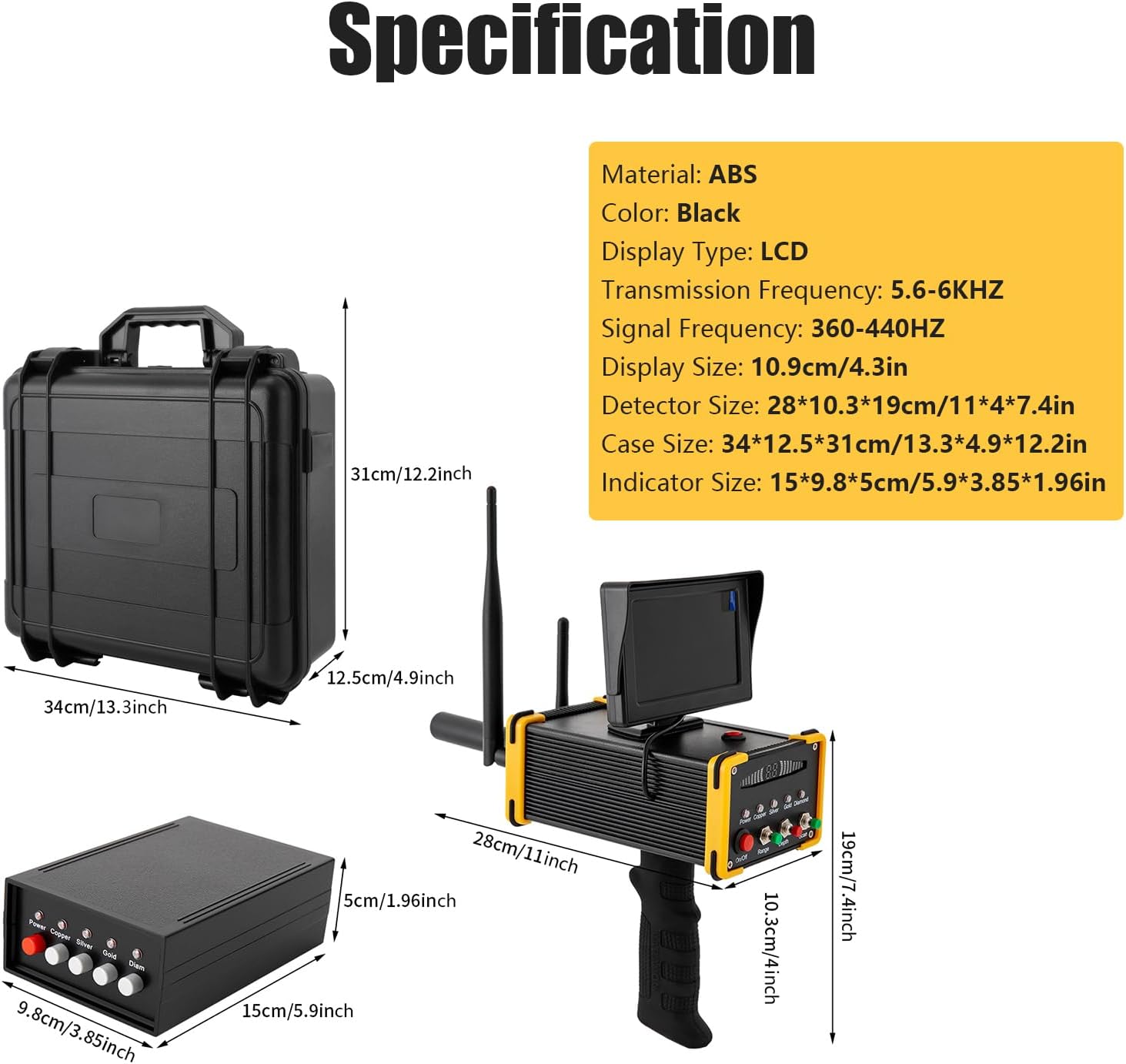 Bepritm Metal Detector, Gold Finder Underground Metal Scanner with High Definition LCD Display, Professional Metal Scanner High Accuracy for Gold, Silver, Copper, Max Search Range 3248ft