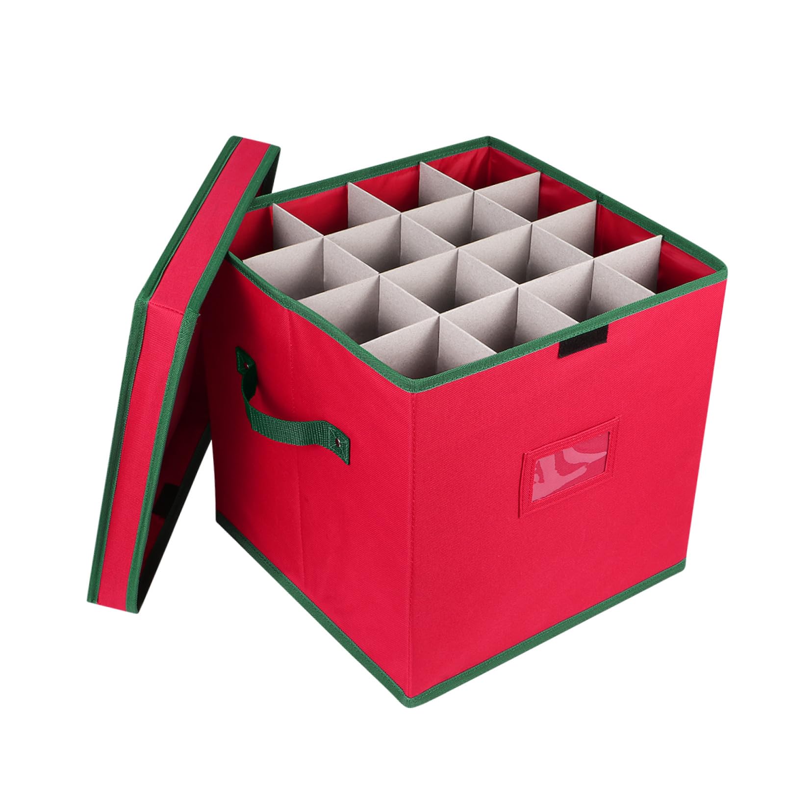 Alipis Aufbewahrungsbox für Weihnachtsschmuck mit Deckel, Rot 64 Stück