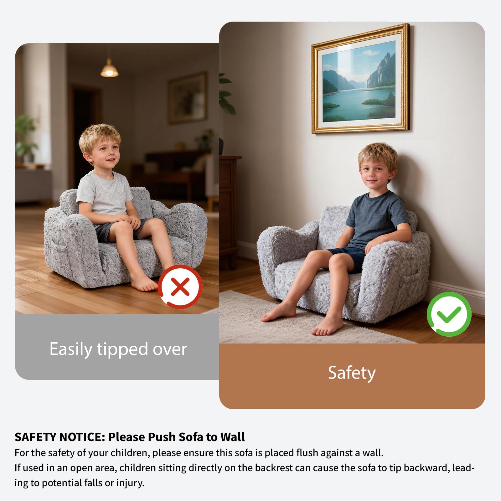 Kindersofa Ausklappbar, 2-in-1 Kleinkinder Schlafsofa, Kindersessel mit Schlaffunktion, Mini Couch für Kuschelecke Kinderzimmer, Fancy Spielsofa für Jungen und Mädchen im Alter von 1–3 Jahren