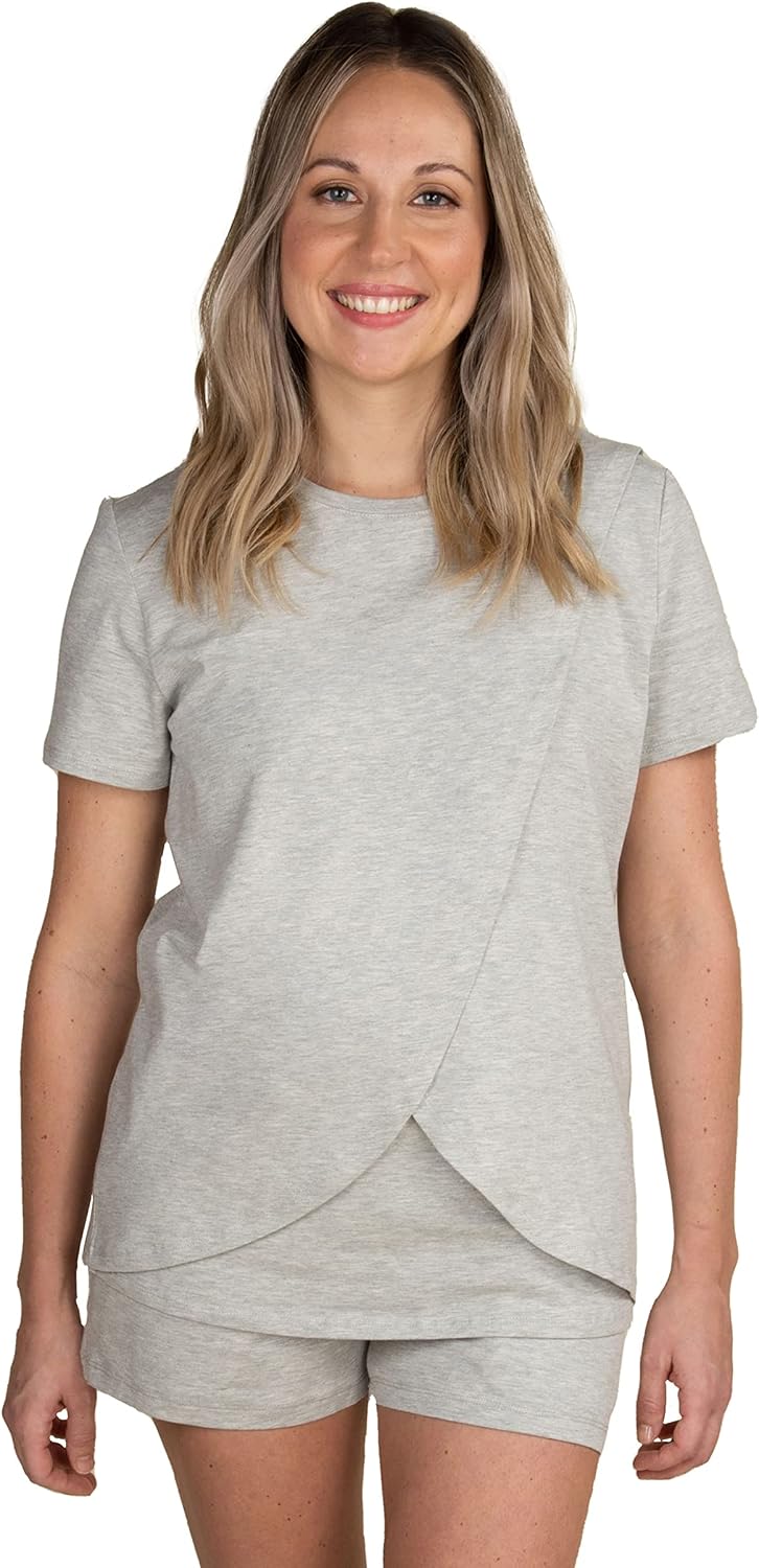 Bravado Designs Women's Maternity Nursing Top Short Sleeve Scoop Neck Breastfeeding Shirt