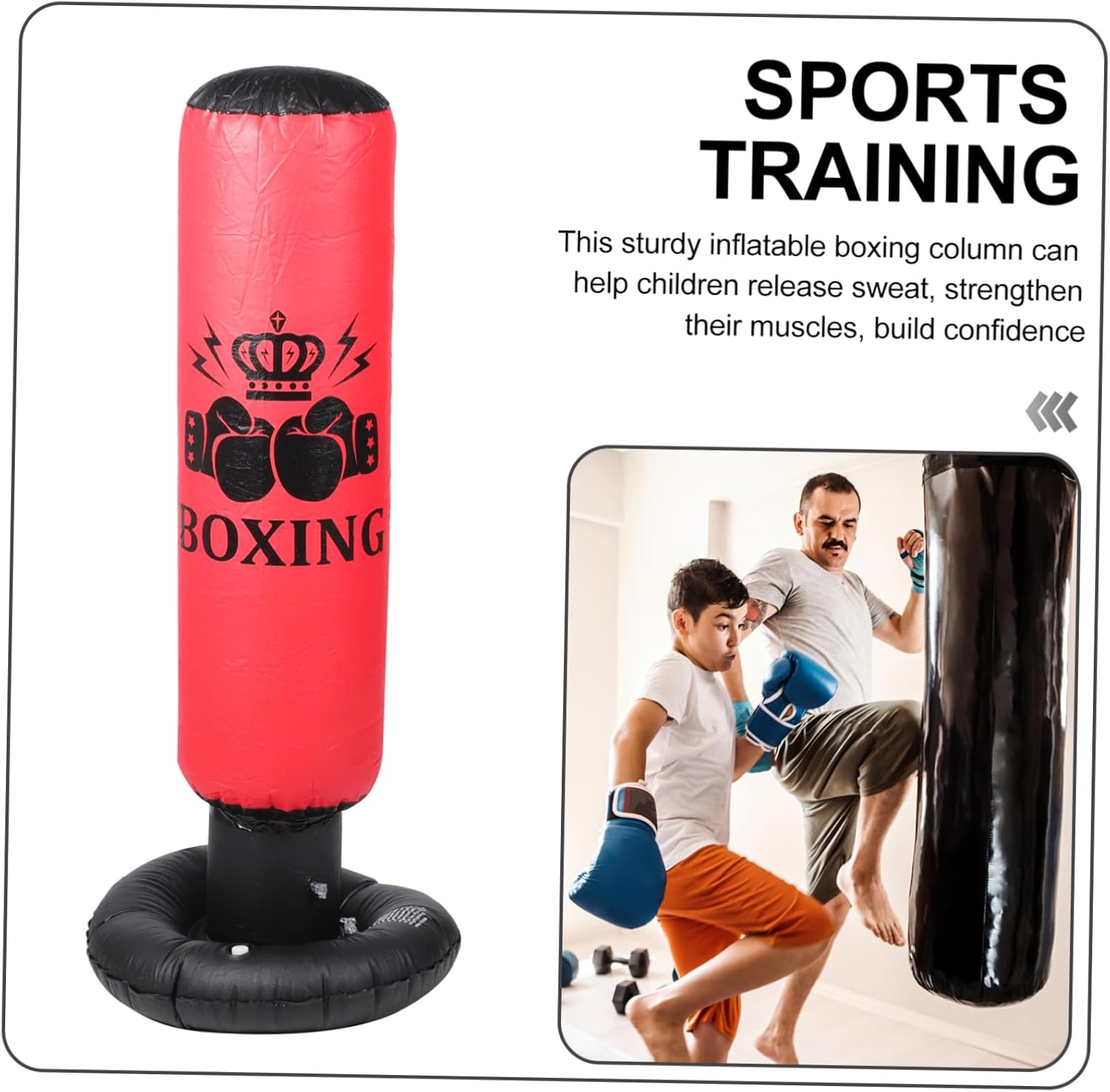 Totority Inflatable Punching Column for Boys and Girls and Adults Freestanding PVC Fitness Tumbler Pressure Relief Boxing Toy for Home and Gym Use