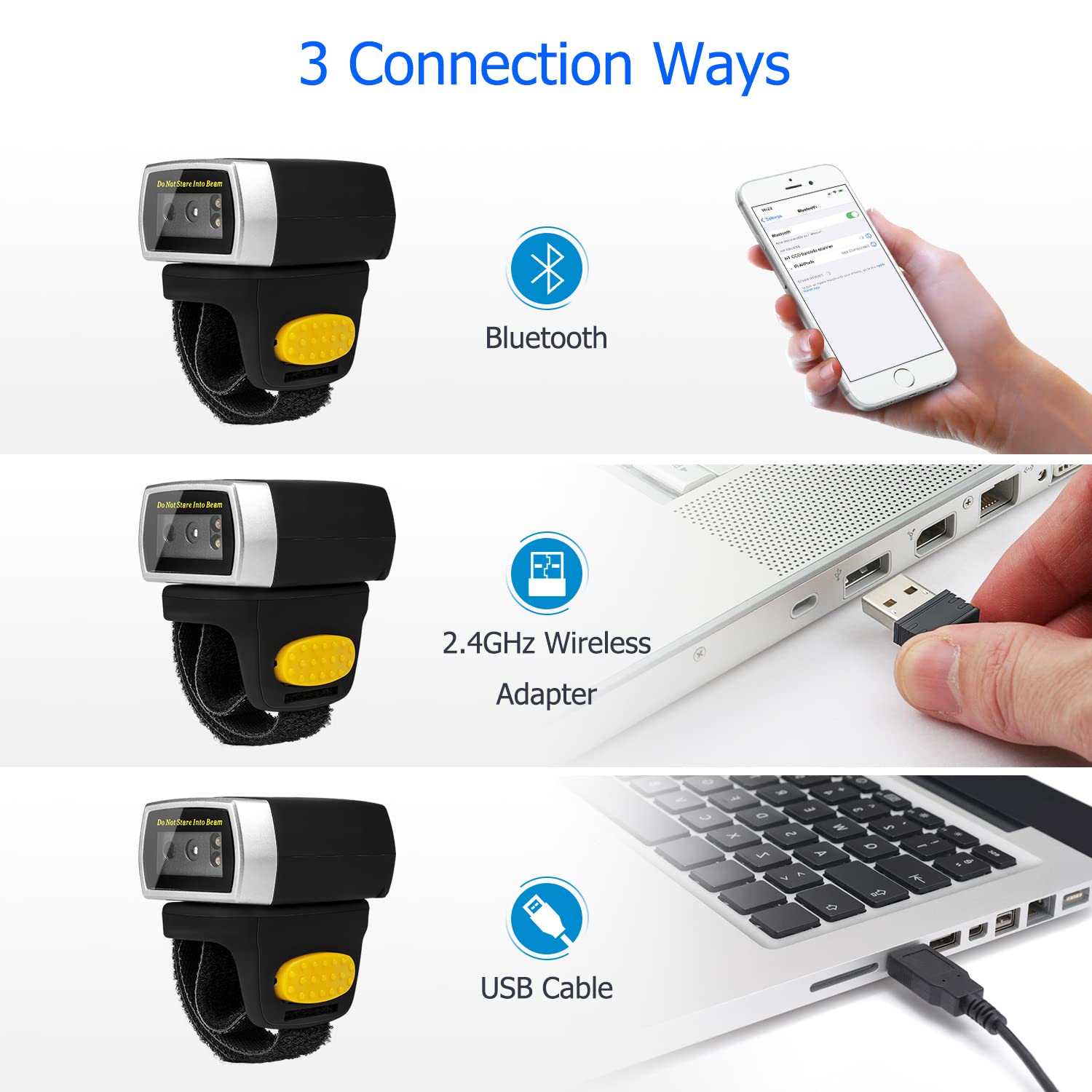 Amazon.co.jp: ワイヤレスBluetoothリングバーコードスキャナー