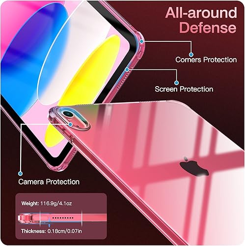 Vista 28 de TiMOVO Funda transparente para iPad (A16) 11ª generación de 11 pulgadas 2025, iPad de 10.9 pulgadas 2022, funda protectora trasera transparente