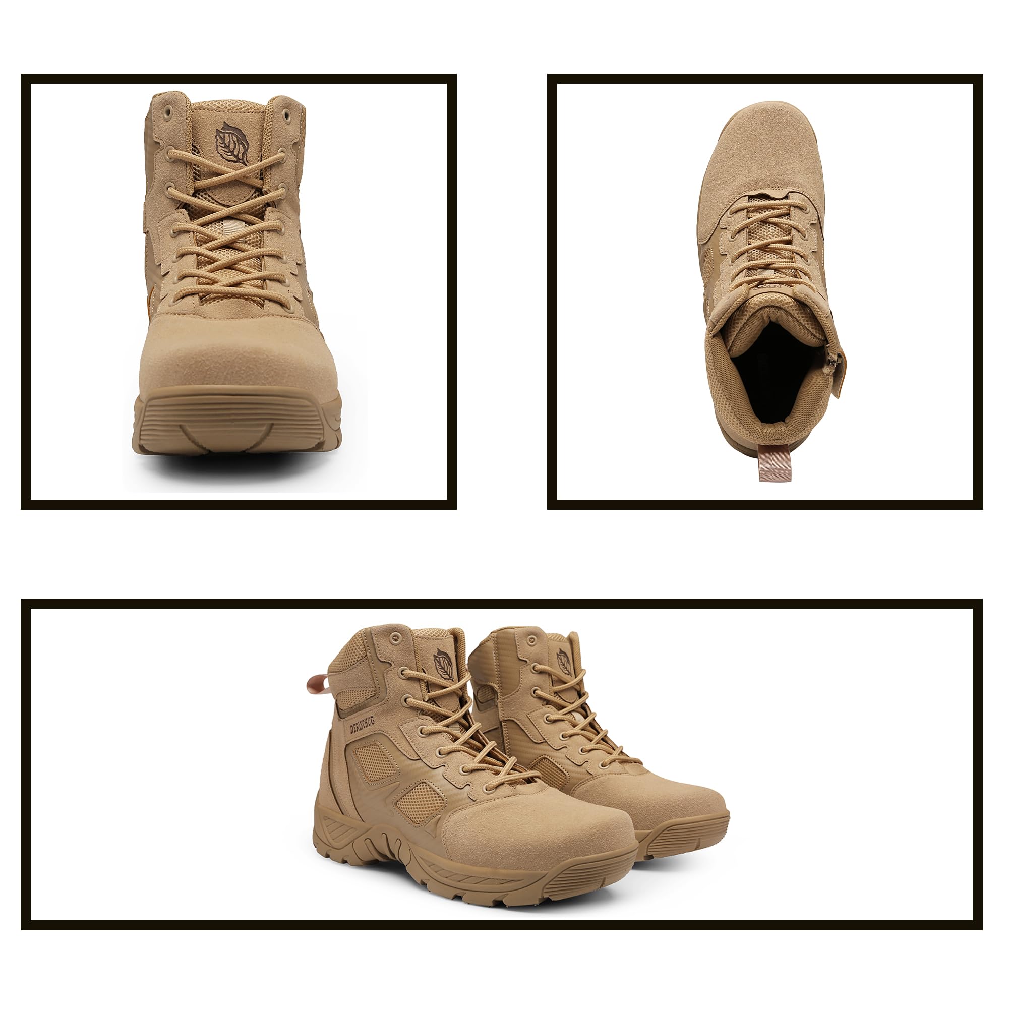Herren Militärische Taktische Arbeitsstiefel Side Zipper Wandern Kampf Leichte Stiefel