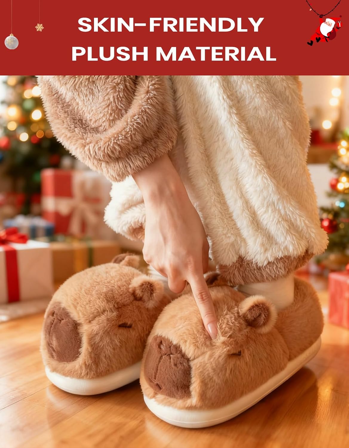 Capybara Slippers for Women Men,Cute Fluffy Animal Slippers,Warm Winter Wear Home Cozy Furry Soft Indoor Kawaii Shoes